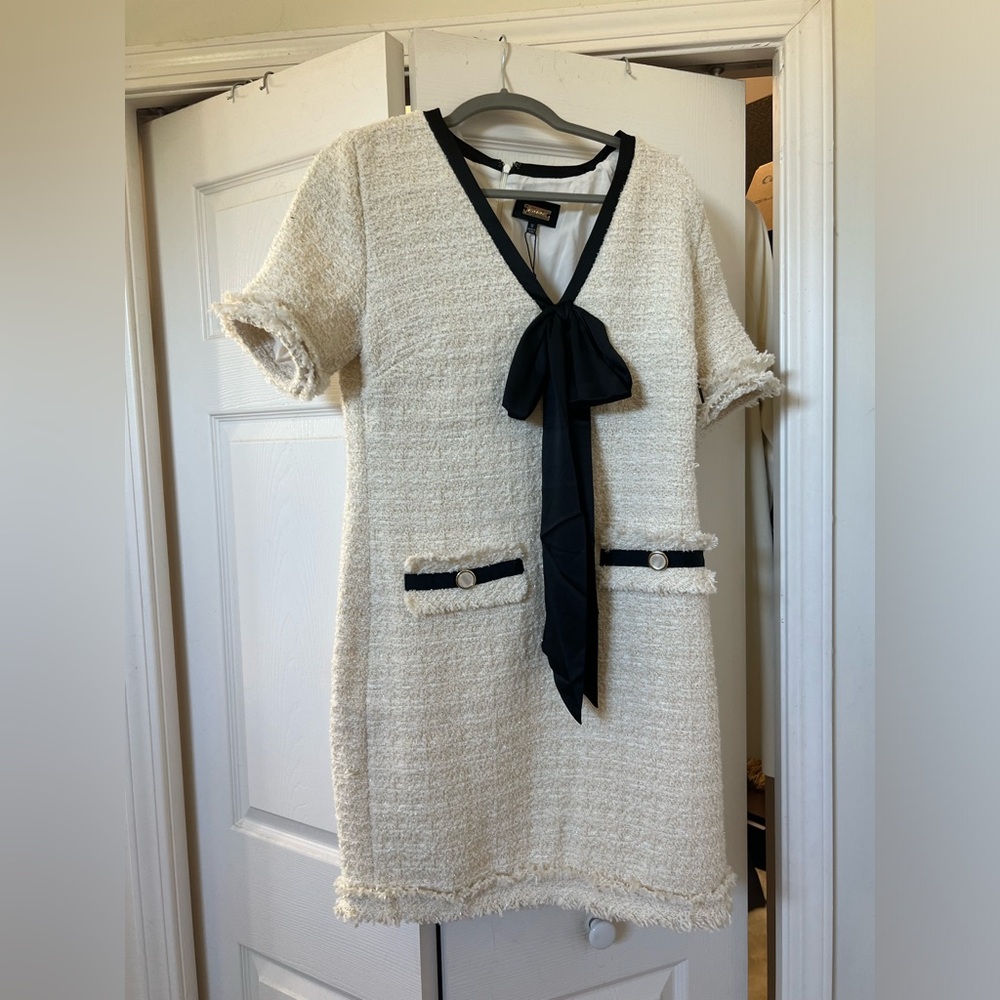 Alexia admor white tweed dress size 8